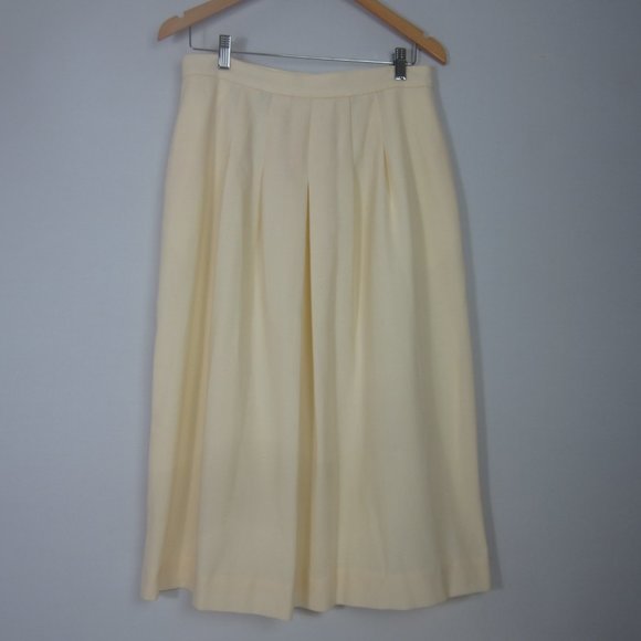 Vtg Talbots Womens S / M Ivory 100% Wool Pleated Midi Skirt Made USA Waist 30" - Picture 10 of 11